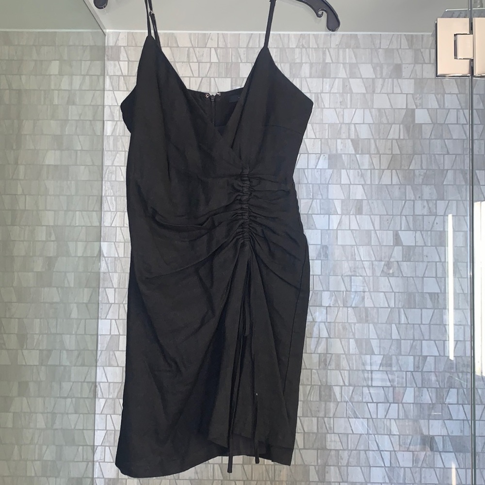 Black linen dress
